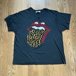 Rolling Stones Flocked Leopard Tongue Tee by Daydreamer